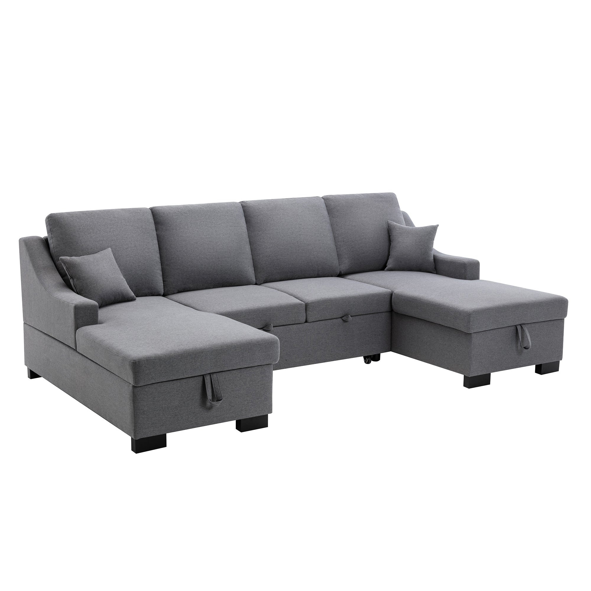 Upholstery Sleeper Sectional Sofa with Double Storage Spaces, 2 - Horizon Bliss