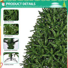 7ft Artificial Christmas Tree, Premium Unlit Hinged Spruce Full Tree