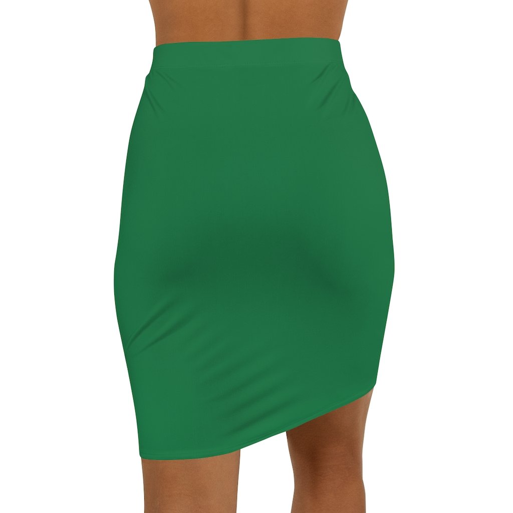 Womens Pencil Skirt, Green Stretch Mini - Horizon Bliss