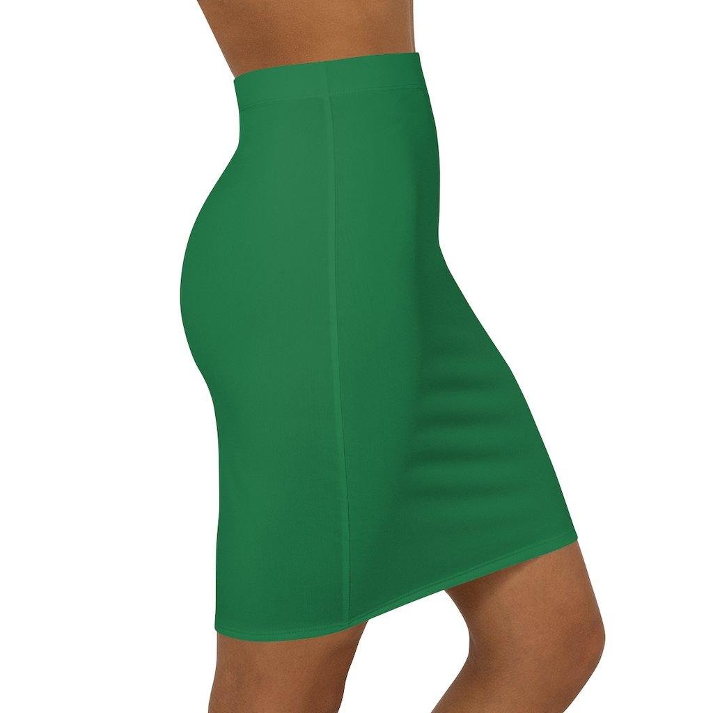 Womens Pencil Skirt, Green Stretch Mini - Horizon Bliss