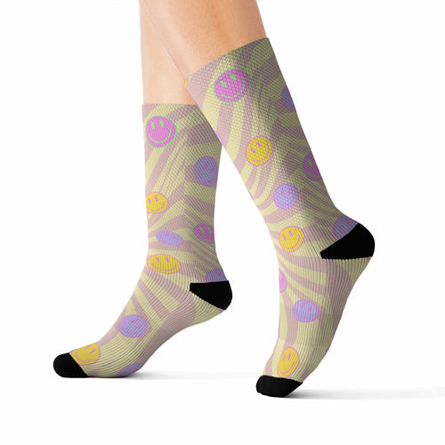 Retro Happy Face Fun Novelty Socks - Horizon Bliss