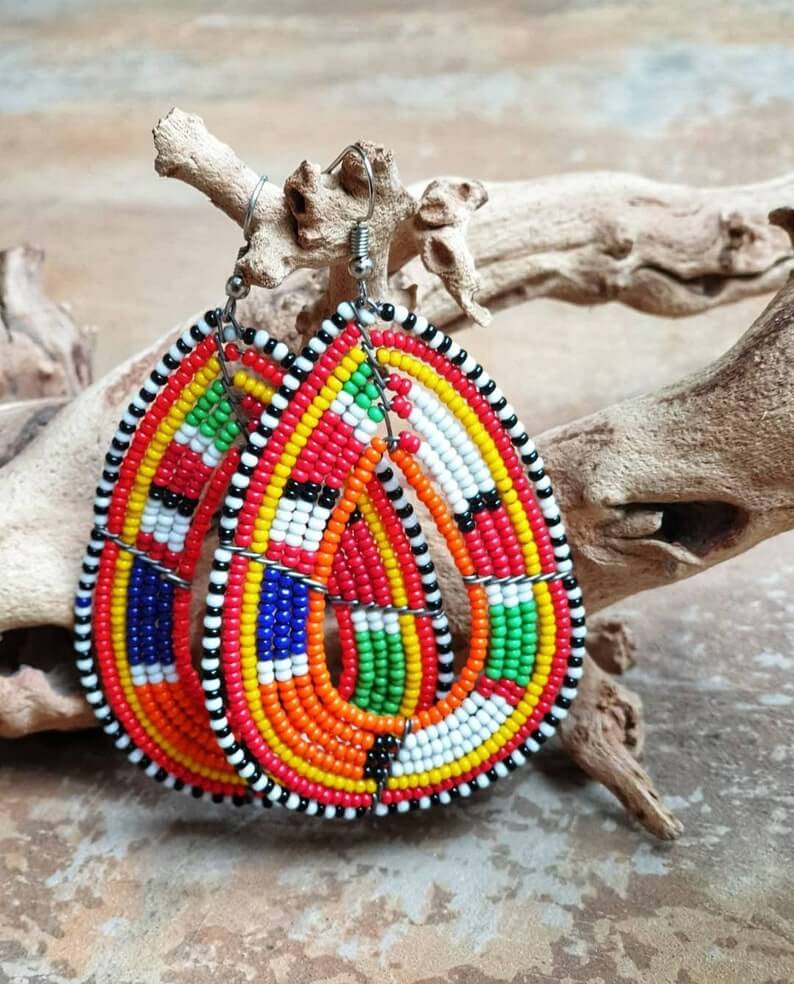 African handmade maasai beaded earrings, traditional Earrings - Horizon Bliss