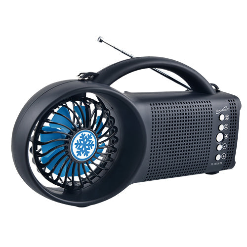 Solar Power Bluetooth Speaker with FM Radio / LED Torch Light / Fan - Horizon Bliss