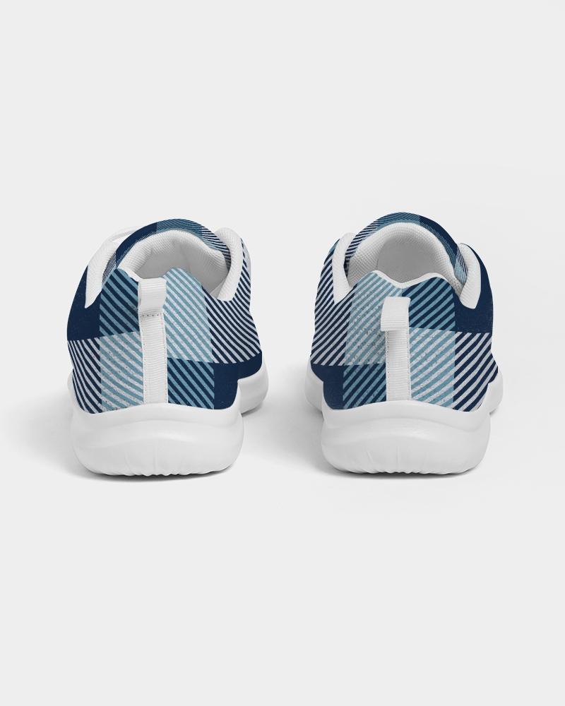 Mens Sneakers, Blue Plaid Low Top Canvas Running Shoes - Horizon Bliss