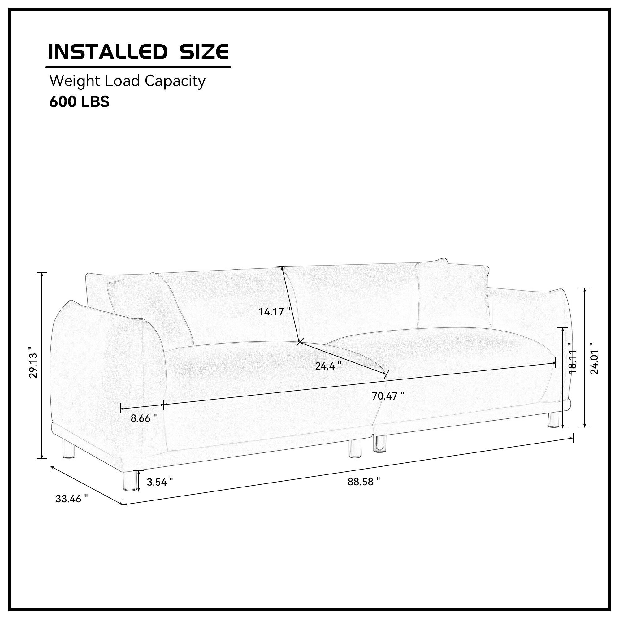 Loveseat Sofa Couch for Modern Living Room,2 Seater Sofa for Small