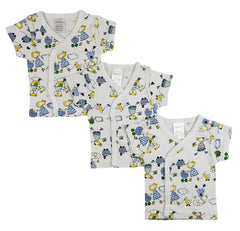 Bambini White Side Snap Short Sleeve Shirt - 3 Pack - Horizon Bliss