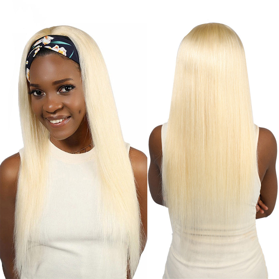 Straight 1B/613 Headband Human Hair Wigs For Black Women Blonde Scarf - Horizon Bliss