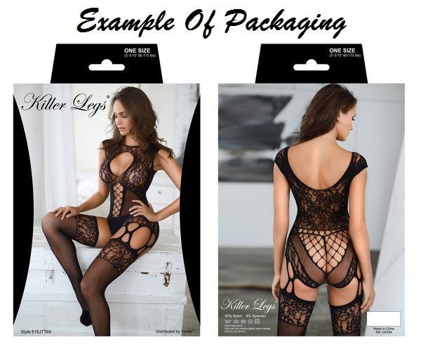 Hoop Inset Cut Out Garter Fishnet Bodystocking