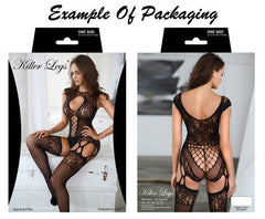 Hoop Inset Cut Out Garter Fishnet Bodystocking