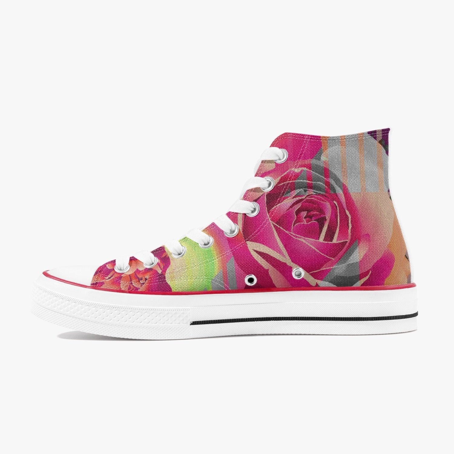 Jacki Easlick Couture Floral Neon High-Top Canvas Sneakers