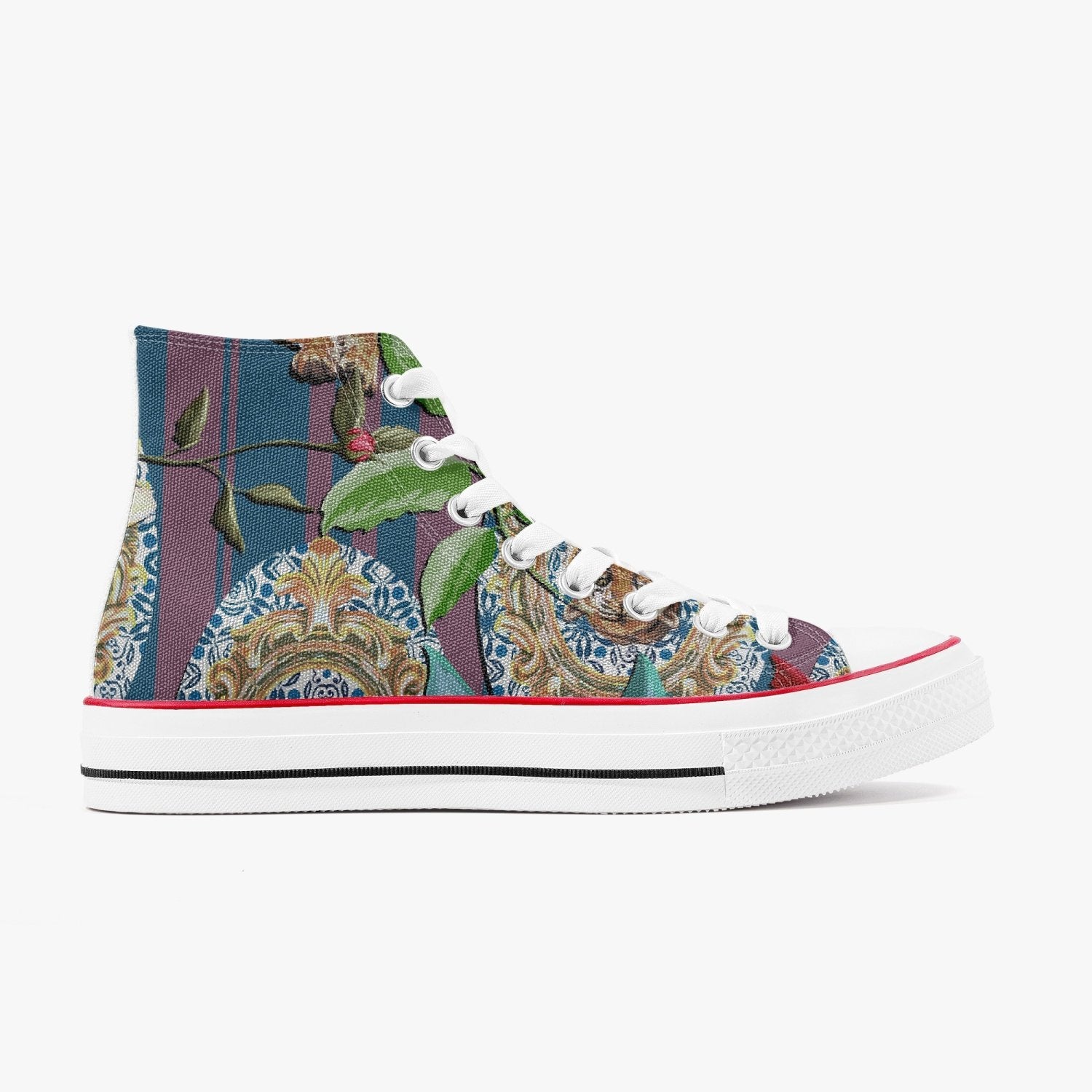 Jacki Easlick Tiger Flower Printed Canvas High Top Sneakers