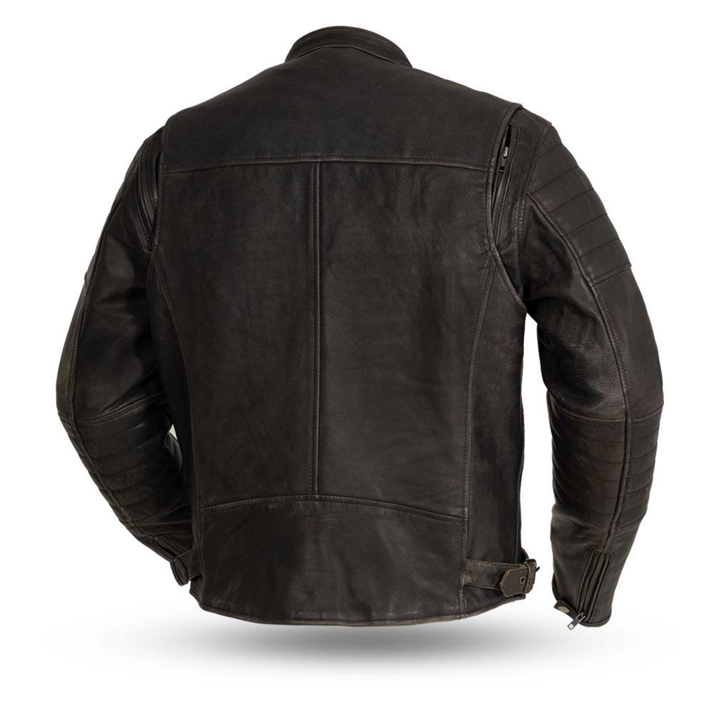 Commuter - Men's Motorcycle Leather Jacket (Brown) - Horizon Bliss