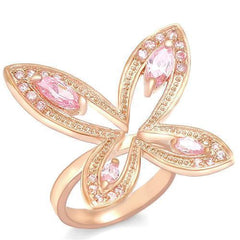 0W381 - Rose Gold Brass Ring with AAA Grade CZ  in Rose