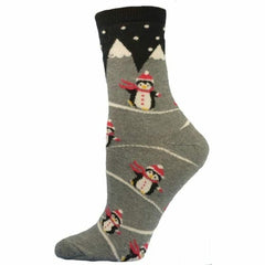 Happy Penguin Theme Holiday Cotton Crew - Horizon Bliss