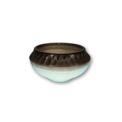 Baby Blue Pot with Dark Brown Rim, Flat Finish