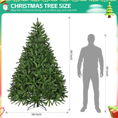 7ft Artificial Christmas Tree, Premium Unlit Hinged Spruce Full Tree