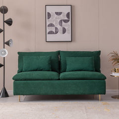 Modern Armless Loveseat Couch,Armless Settee Bench, Emerald Cotton