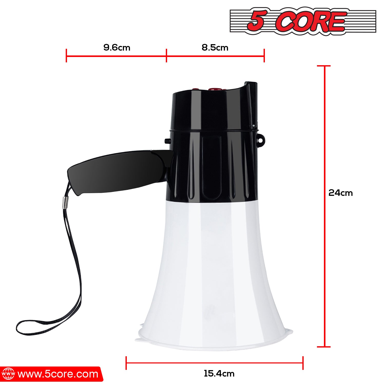 5 Core Megaphone Portable 30W BullhornSiren w LED Adjustable Volume - Horizon Bliss