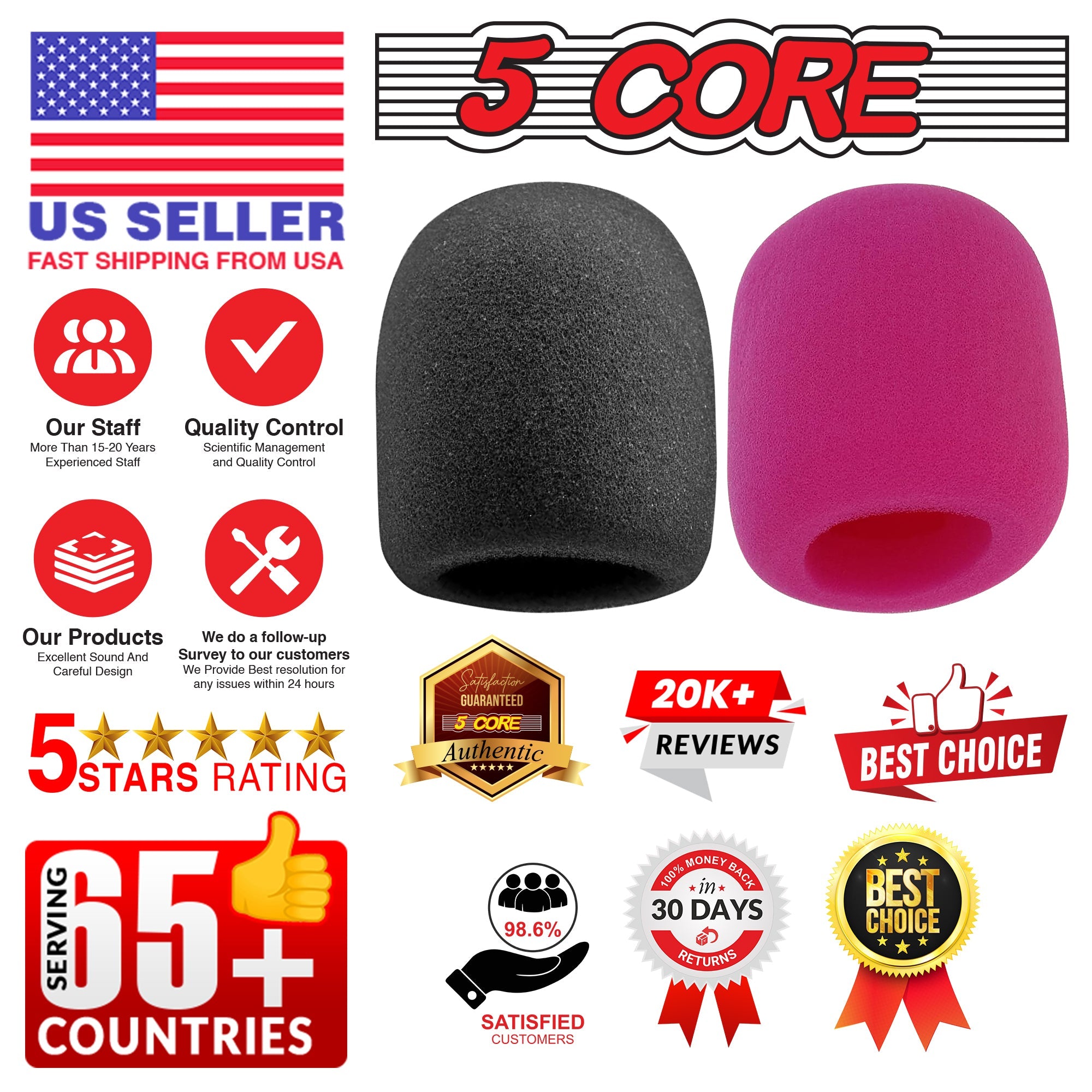 5Core Microphone Cover Soft Foam Mic Windscreen Windproof Sponge for