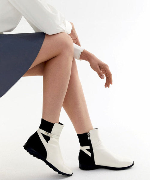 Anell Golf Classic Ankle Boots - Cream Ivory - Horizon Bliss