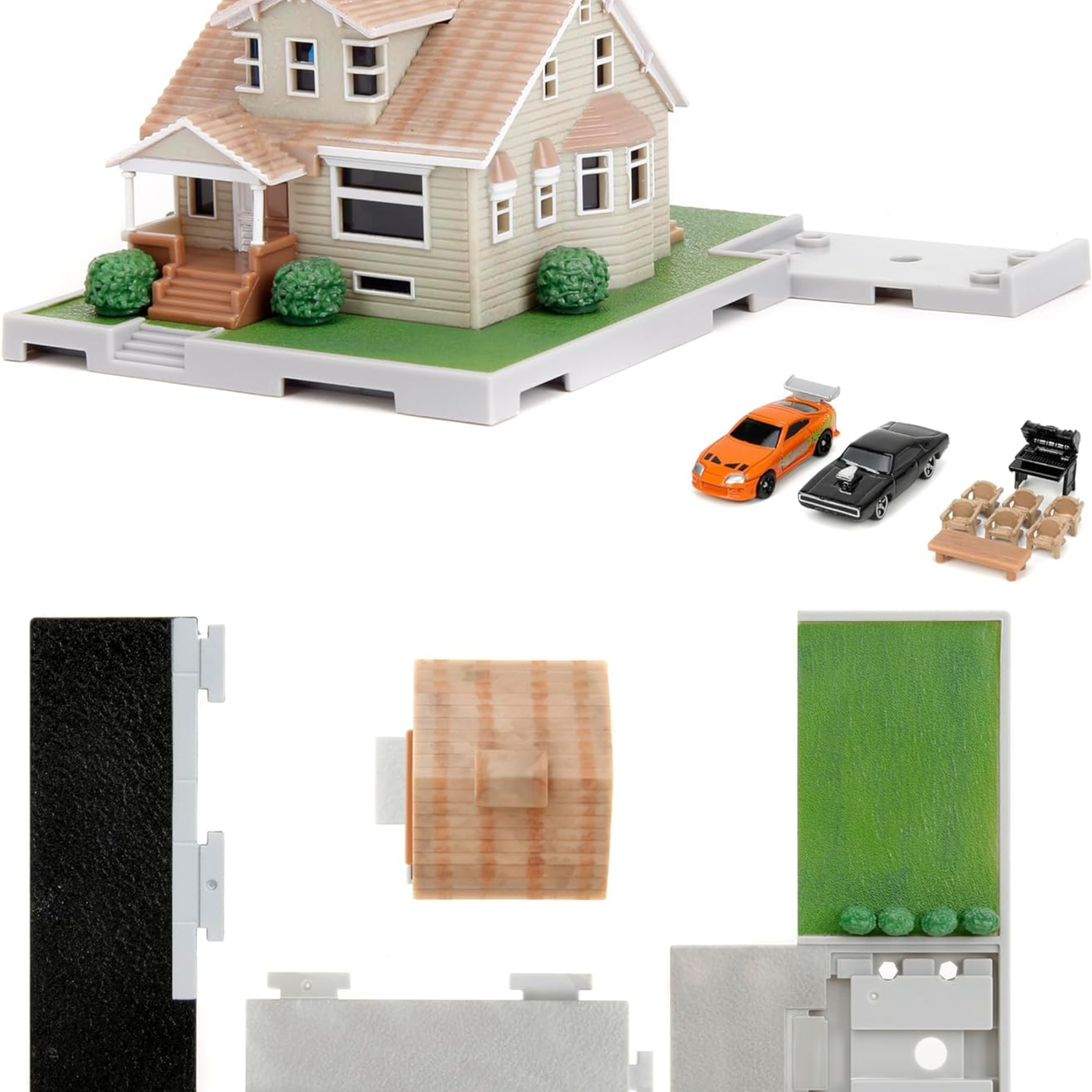 Fast & Furious Nano Hollywood Rides Dom Toretto's House Display Diorama with Two 1.65" Die-cast Cars, Toys for Kids and Adults (33668) - Horizon Bliss