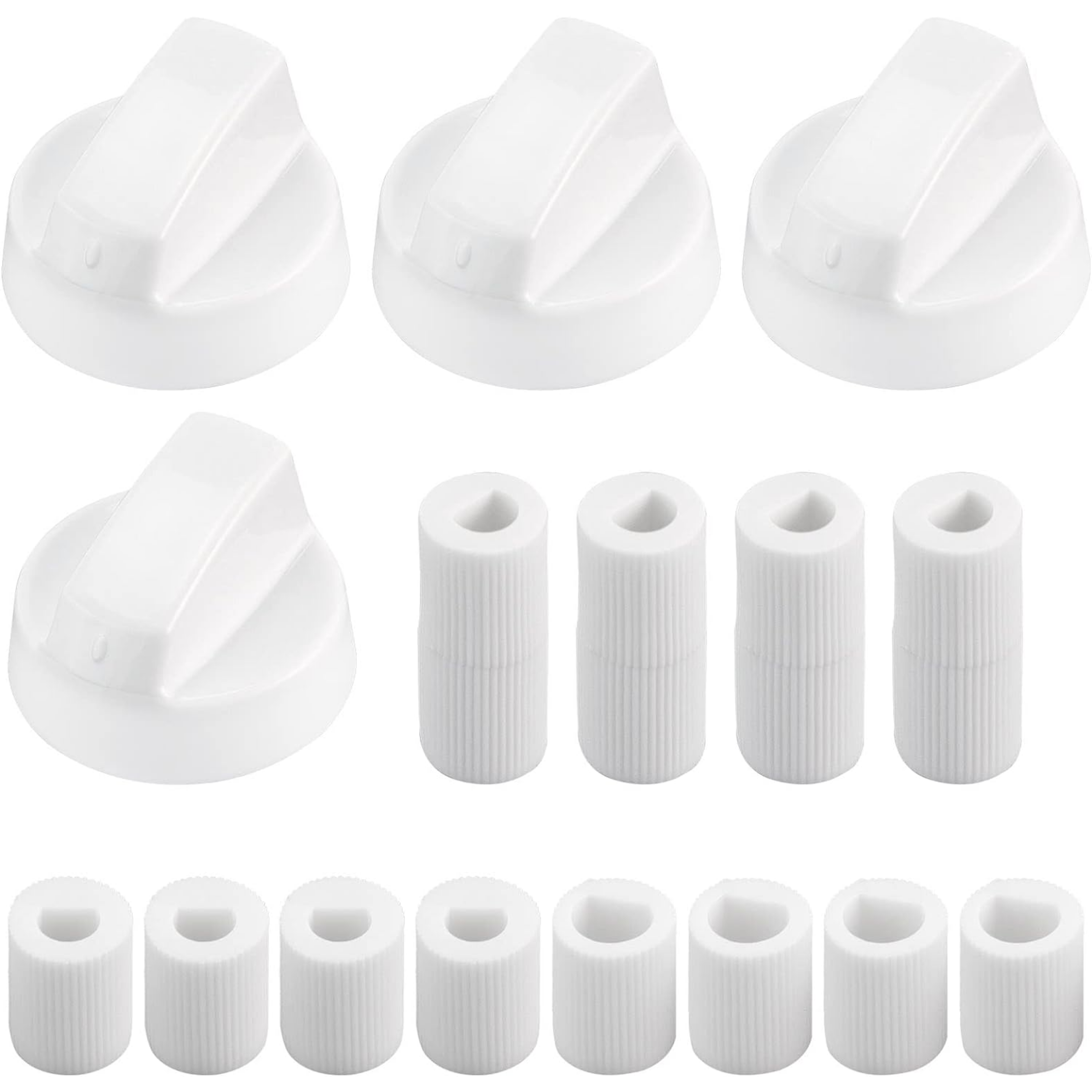 2024 Upgrade Universal White Control Knobs 4-Pack with Replacement for 12 Adapters for Oven/Stove/Range Widely Used (1year Free Return and Exchange Service) - Horizon Bliss