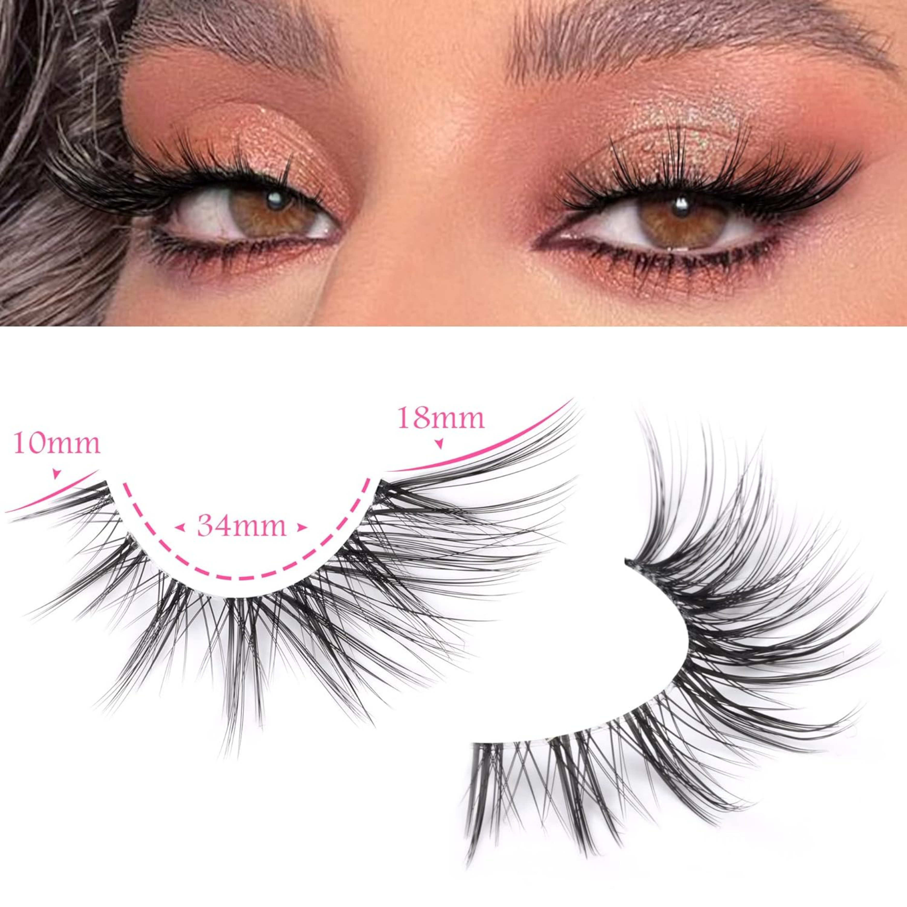 Fox Eye Lashes Natural Look Spiky False Eyelashes Manga Cat Eye Lashes Clear Band Anime Cosplay Fake Lashes Pack 7 Pairs - Horizon Bliss