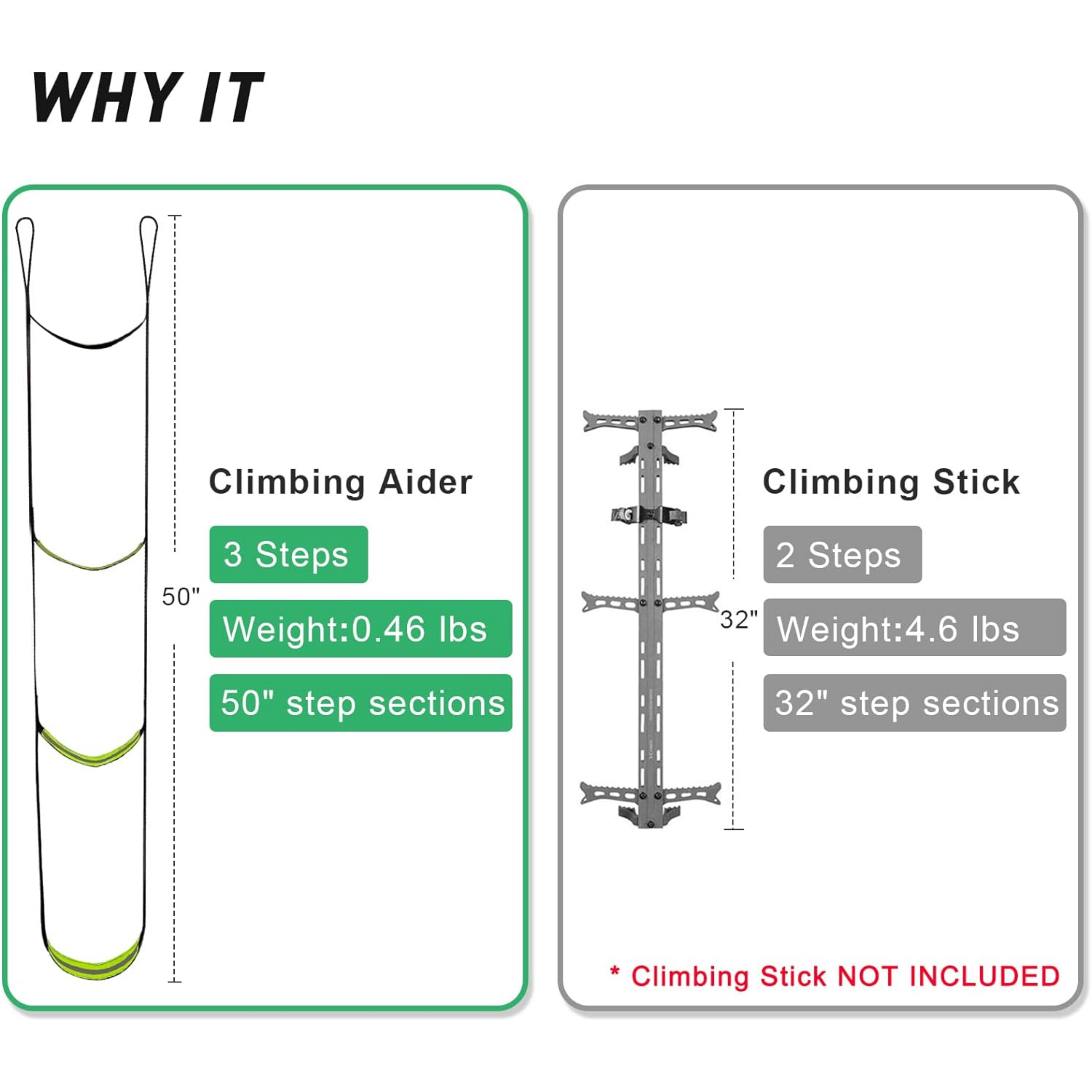 3 Step Climbing Aider for Hunting, Climbing Stick Aider - Webbing Rope Ladder - Horizon Bliss