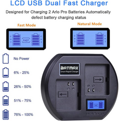 LCD Dual Arlo Pro 2 Battery Charger Station Replacement for Arlo Pro,Arlo Pro 2 & Arlo Go Rechargeable Battery Charger - Horizon Bliss