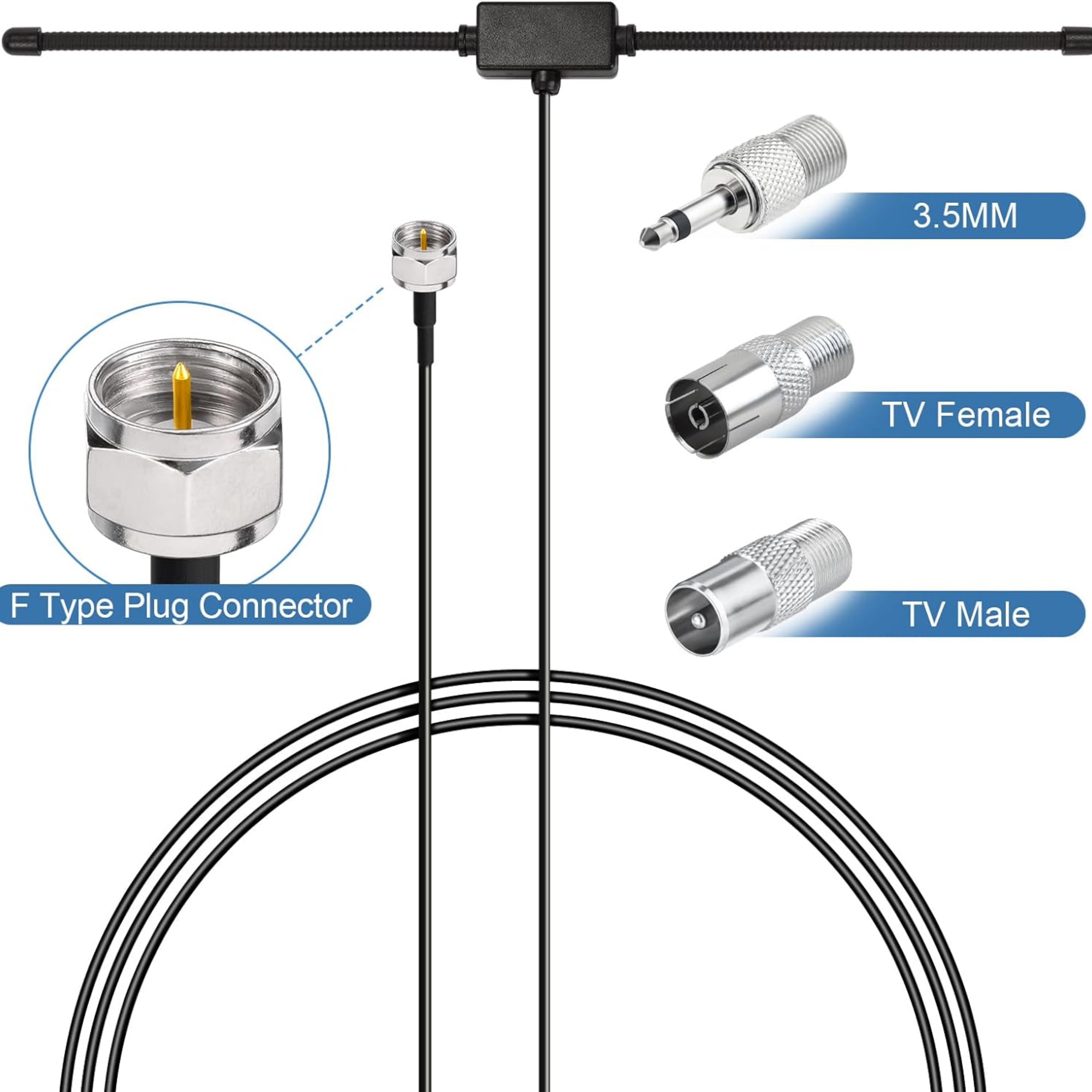 FM Radio Dipole Antenna for Stereo Receiver Indoor Pioneer Onkyo Yamaha Marantz Bose Wave Music System FM Radio Home Stereo Receiver AV Audio Video Home Theater Receiver - Horizon Bliss