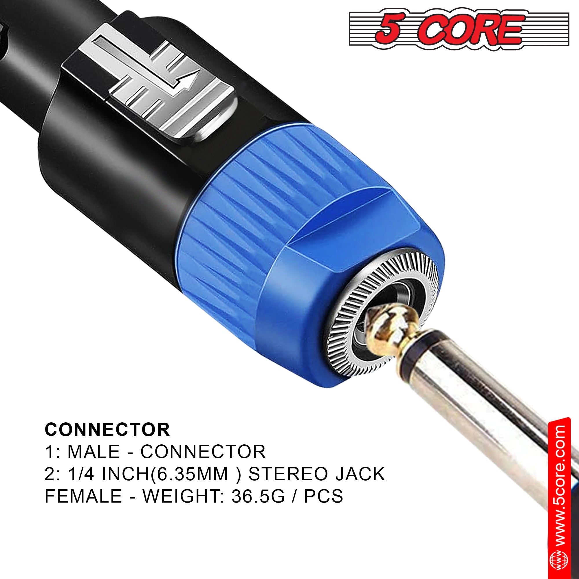 5 Core Speakon Adapter • High Quality Audio Jack Male Audio Pin •