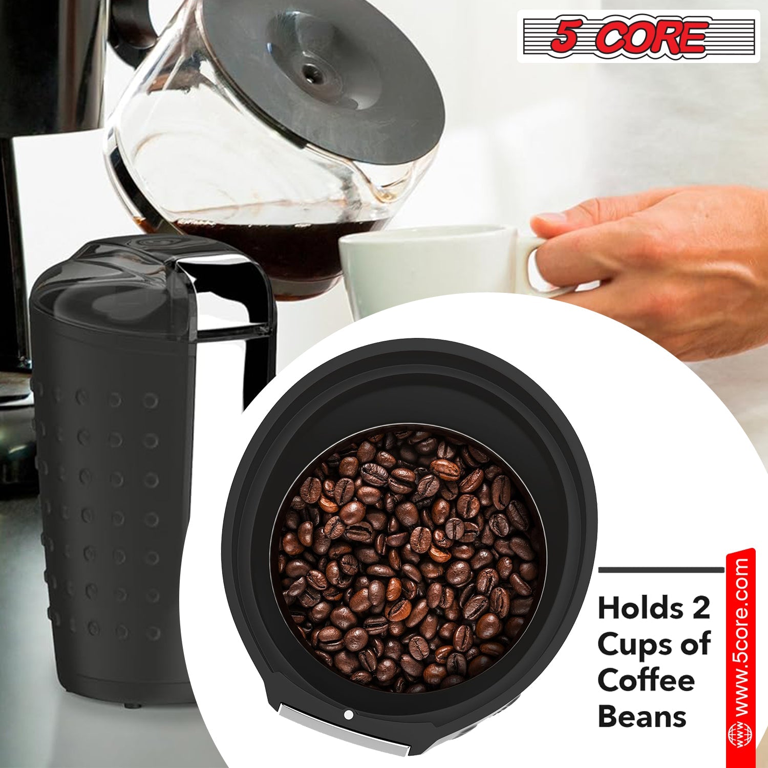 5 Core Coffee Grinder 85 Gram Capacity 150W Electric Bean Spice - Horizon Bliss