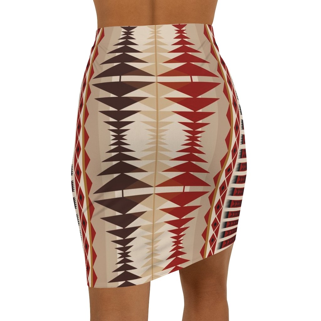 Womens Mini Skirt, High Waisted /multicolor Brown Pencil Skirt - Horizon Bliss