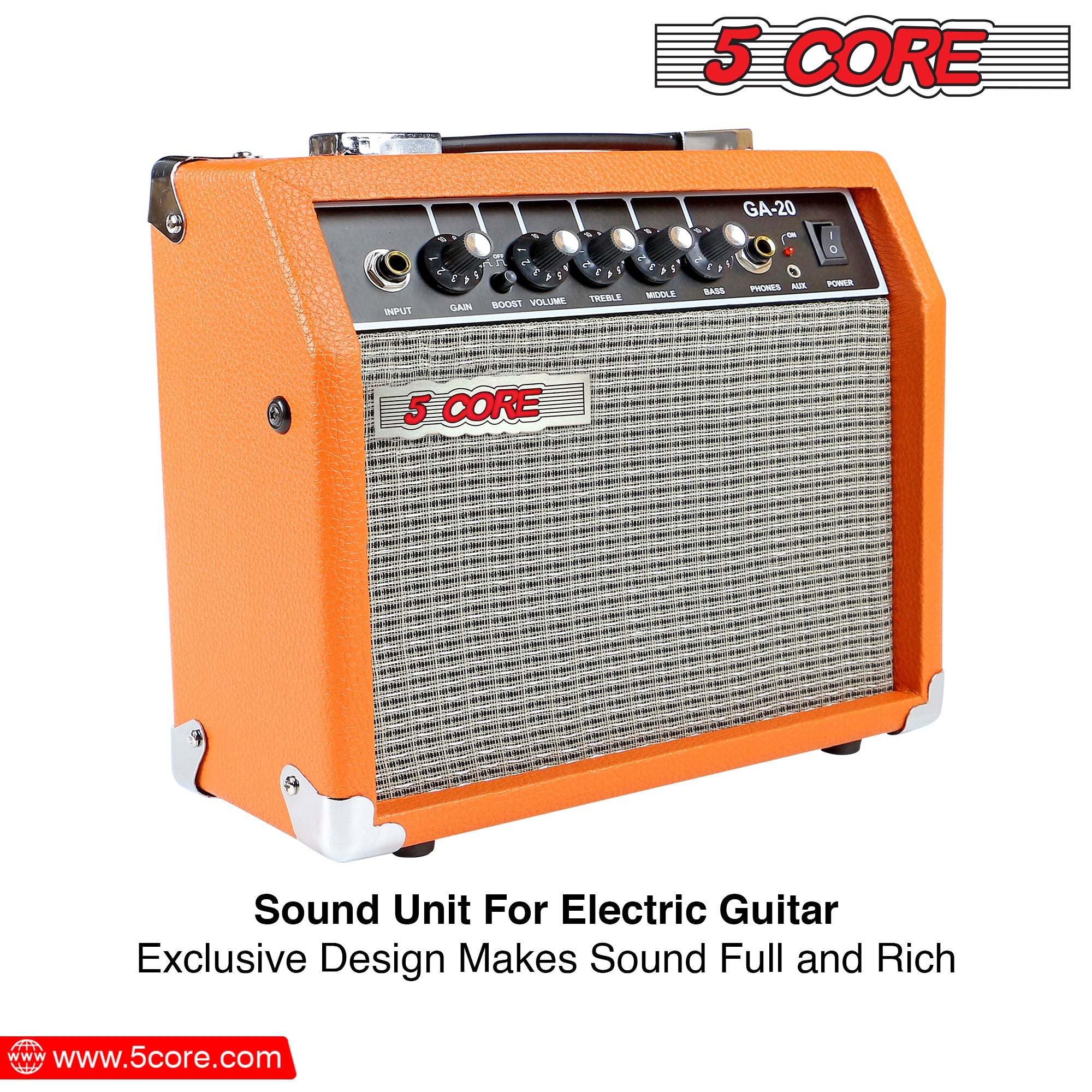 5 Core Mini Guitar Amp Orange 20W Portable Electric Bass Amplifier w - Horizon Bliss