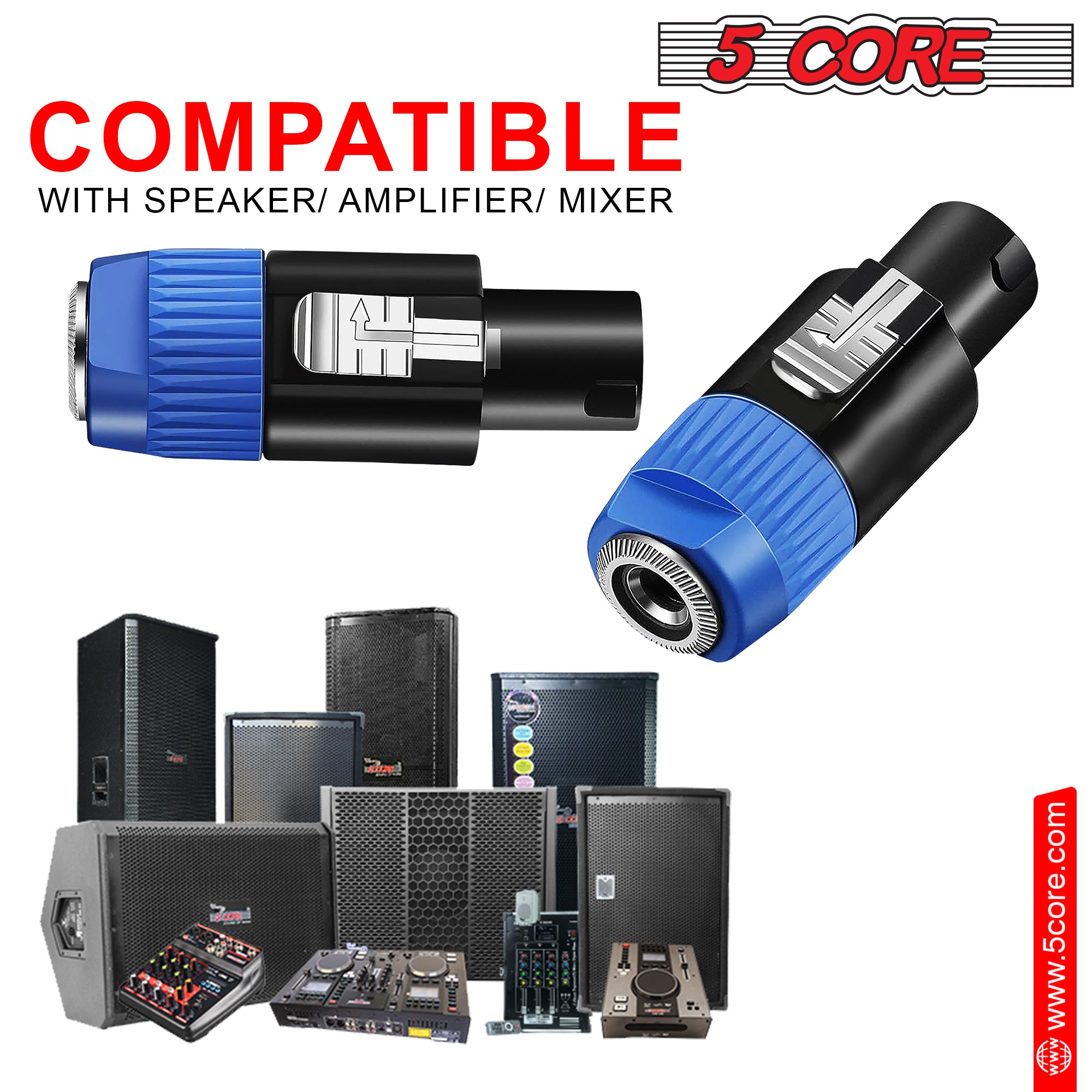 5 Core Speakon Adapter • High Quality Audio Jack Male Audio Pin •