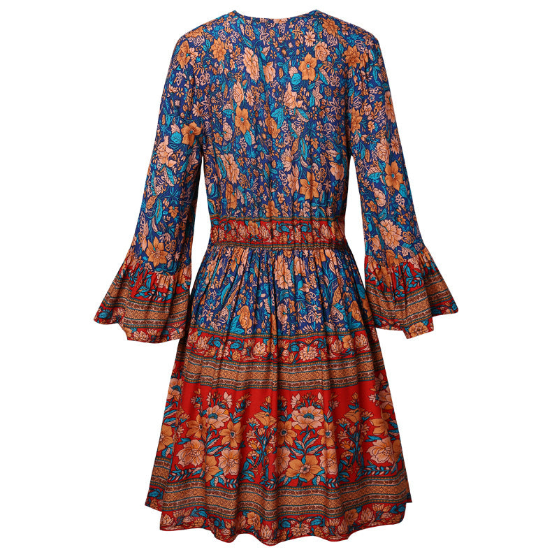 Boho Printed Vintage Dress - Horizon Bliss