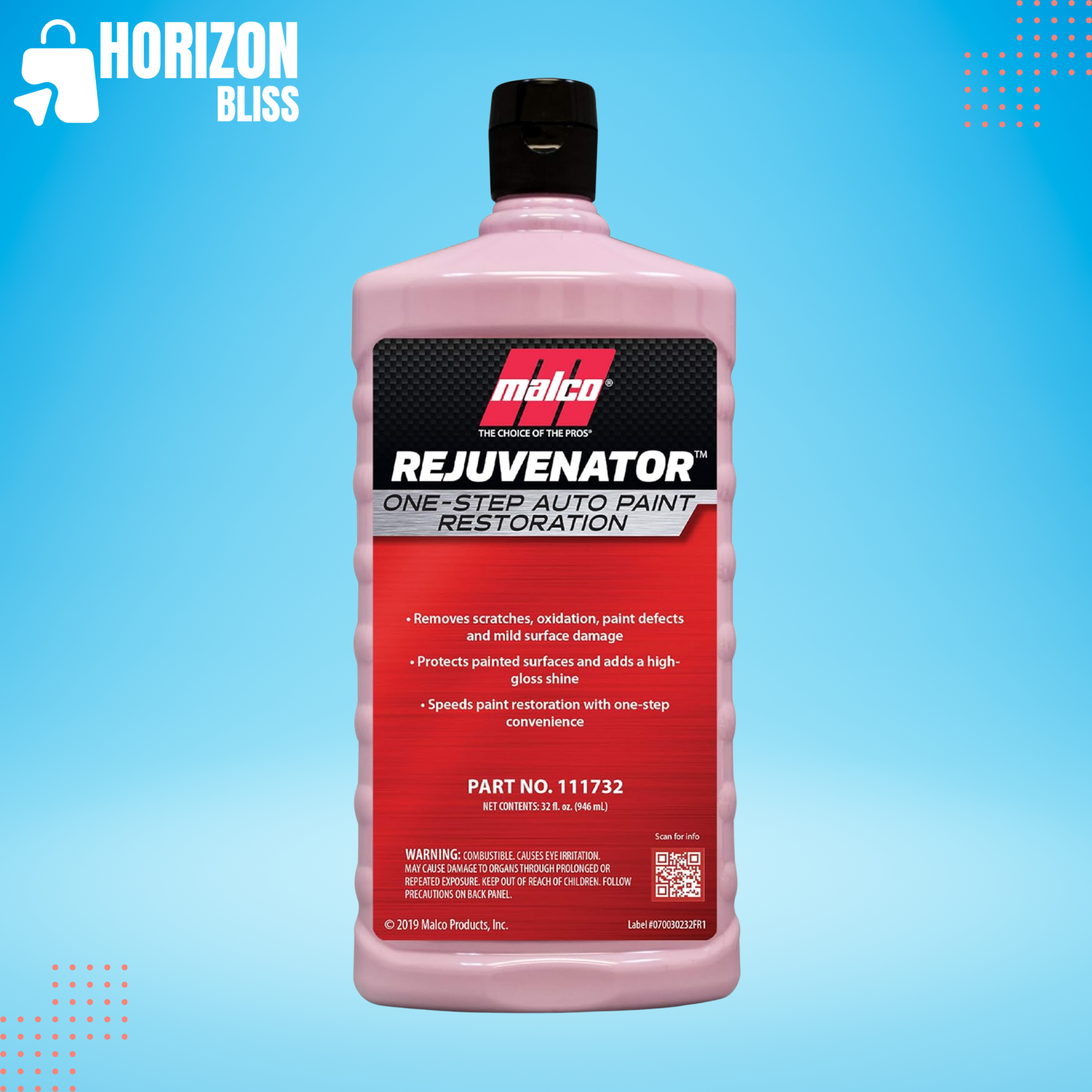 Paint Rejuvenator - One Step Automotive Paint Restoration/Clear Coat Scratch and Swirl Remover/Re-Shine Old, Aged Paint to Look New / 32 Fl Oz (111732) - Horizon Bliss