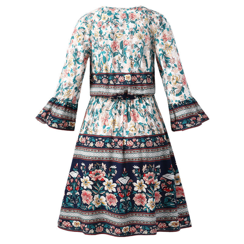 Boho Printed Vintage Dress - Horizon Bliss