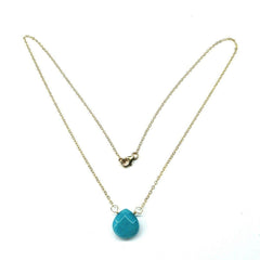 14kt Gold Filled Aqua Jade Wire Wrap Delicate Gemstone Drop Necklace - Horizon Bliss