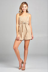 Women's Front Tie Tank Romper with Open back - Horizon Bliss