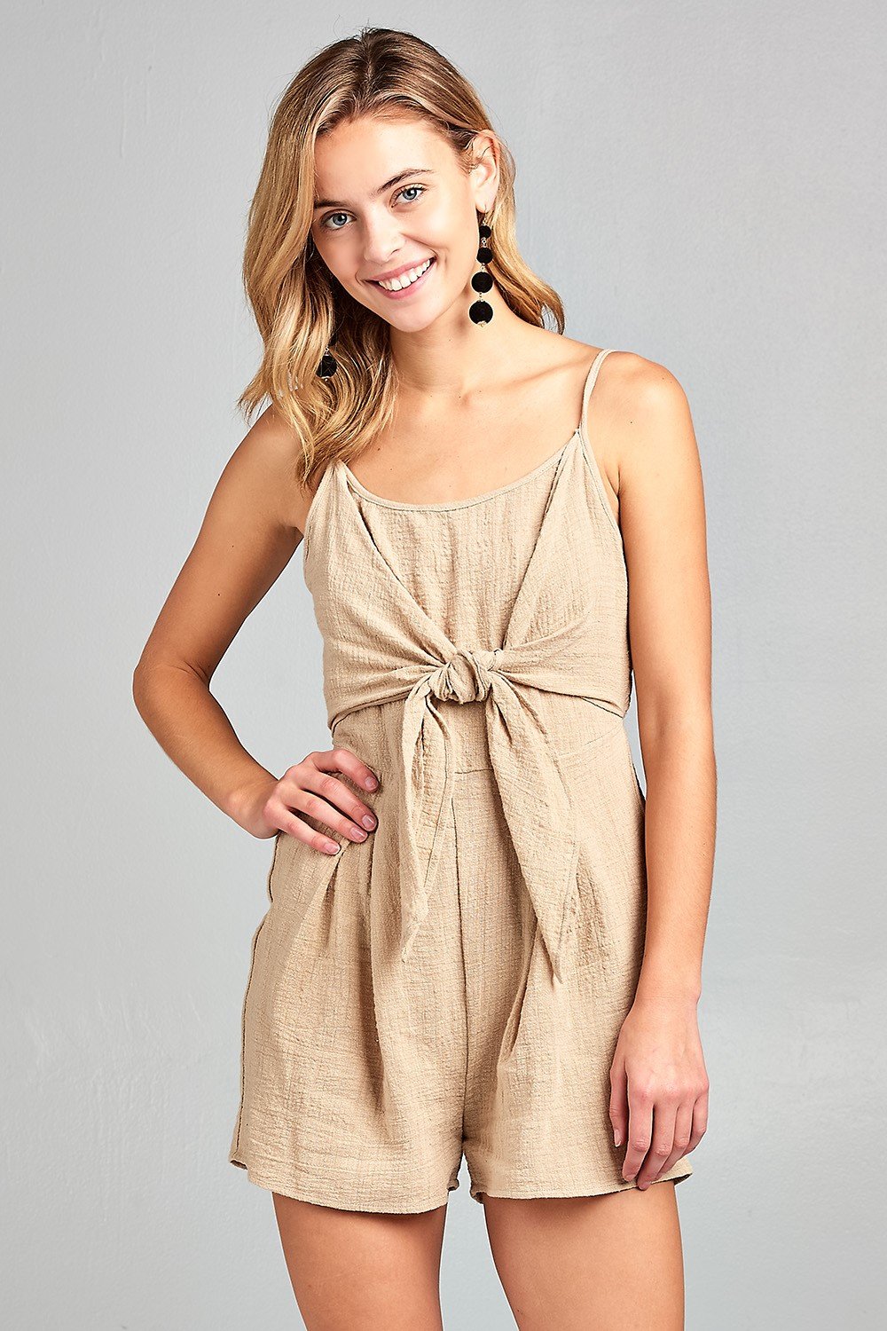 Women's Front Tie Tank Romper with Open back - Horizon Bliss