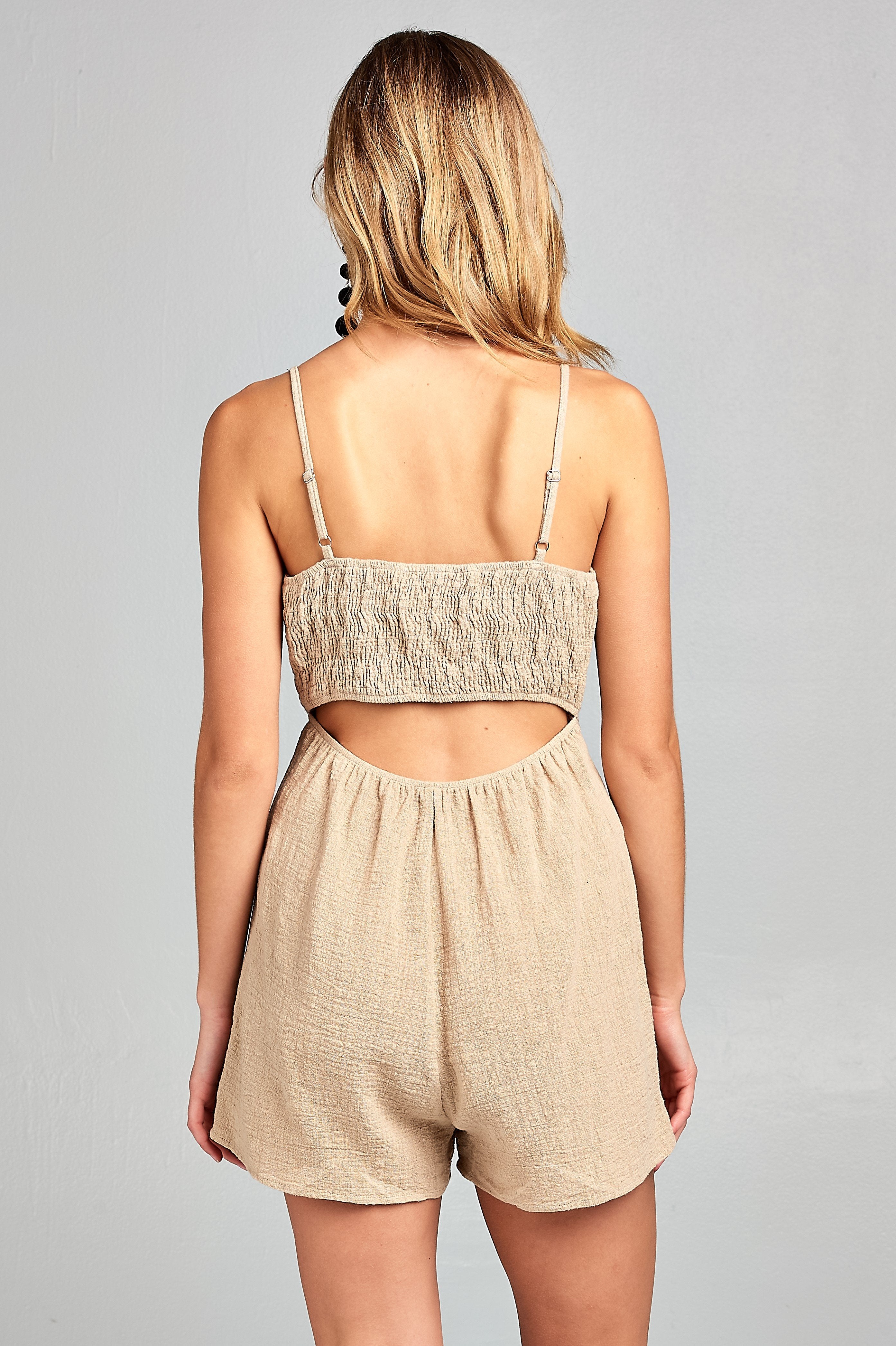 Women's Front Tie Tank Romper with Open back - Horizon Bliss