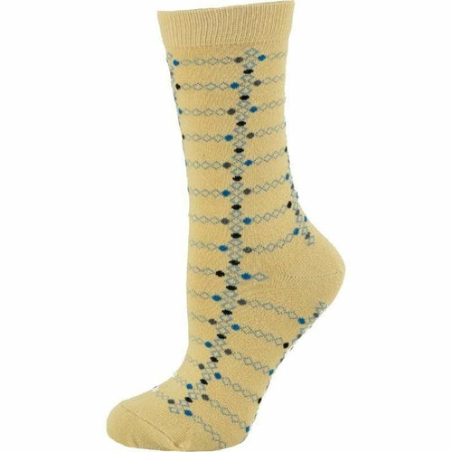 Women's Cotton Geometric Pattern Crew Sock, Made in Turkey - Horizon Bliss