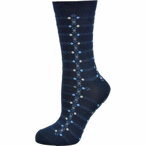 Women's Cotton Geometric Pattern Crew Sock, Made in Turkey - Horizon Bliss