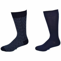 Pin Dot and Solid Pattern Combed Cotton 2 Pair Pack Socks - Horizon Bliss