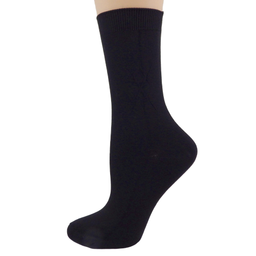 Women's Bamboo Crew Socks in a Classic Diamond Argyle Pattern - Horizon Bliss