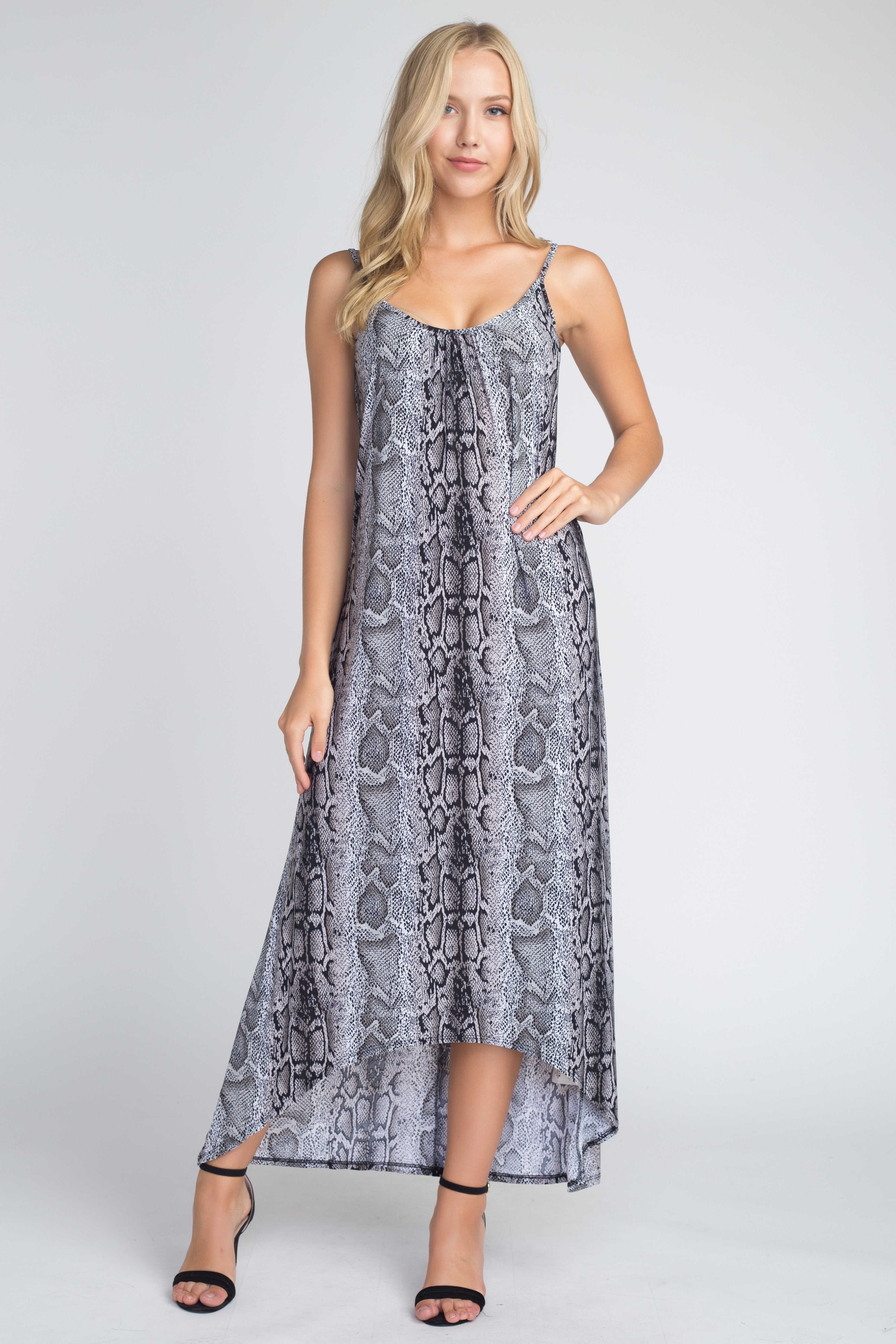 Women's Snakeskin Print Maxi Tank Dress - Horizon Bliss