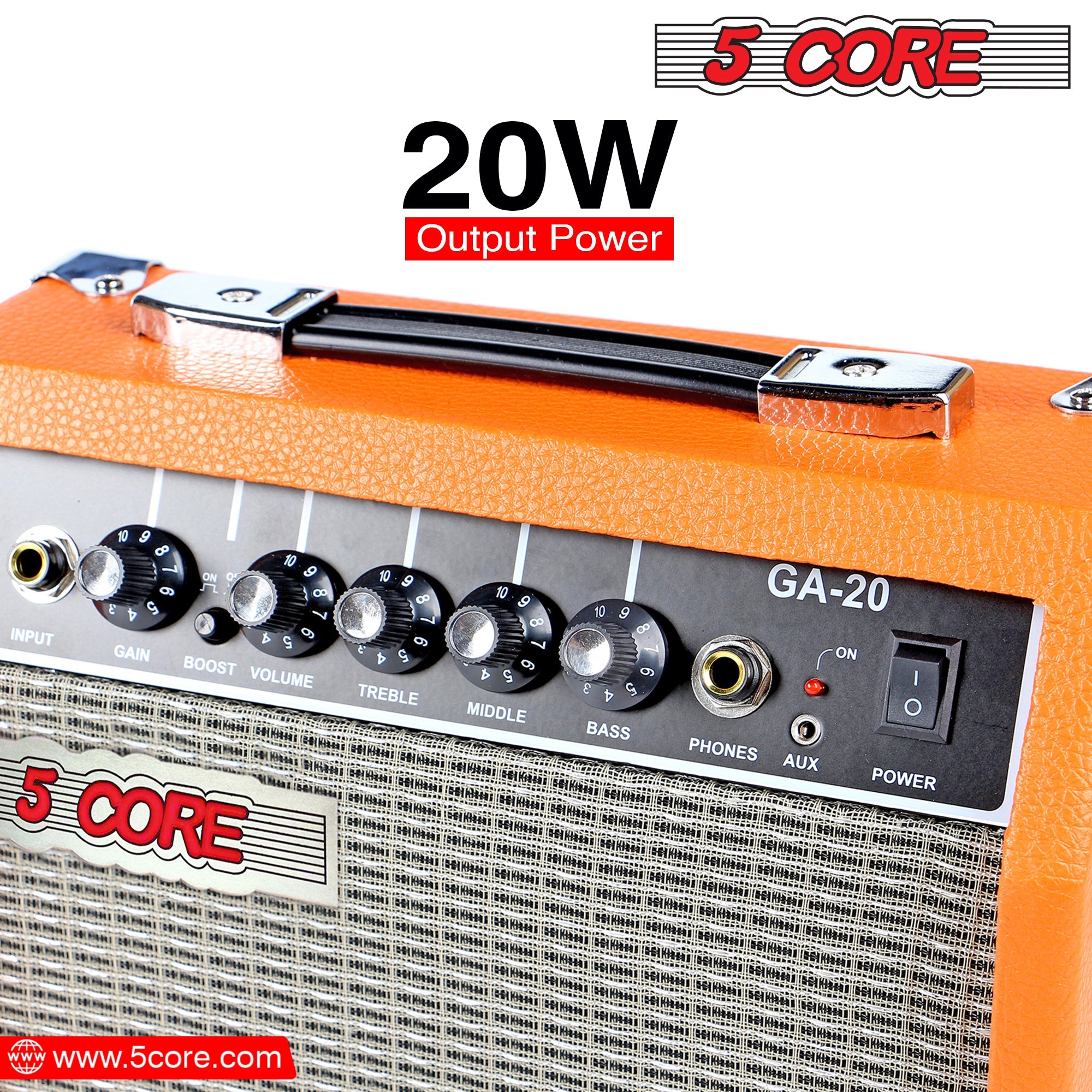 5 Core Mini Guitar Amp Orange 20W Portable Electric Bass Amplifier w - Horizon Bliss