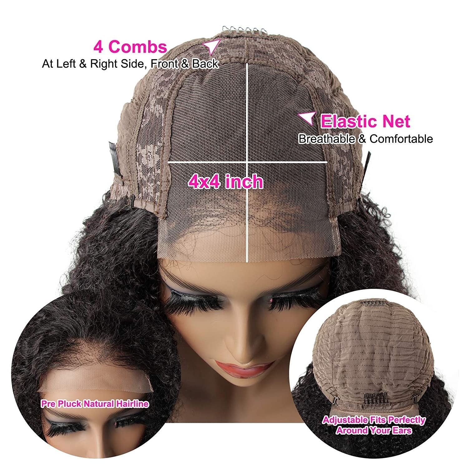 BeuMax 4x4 Afro Kinky Curly 5x5 Lace Closure wig 6x6 Human Hair Wigs - Horizon Bliss