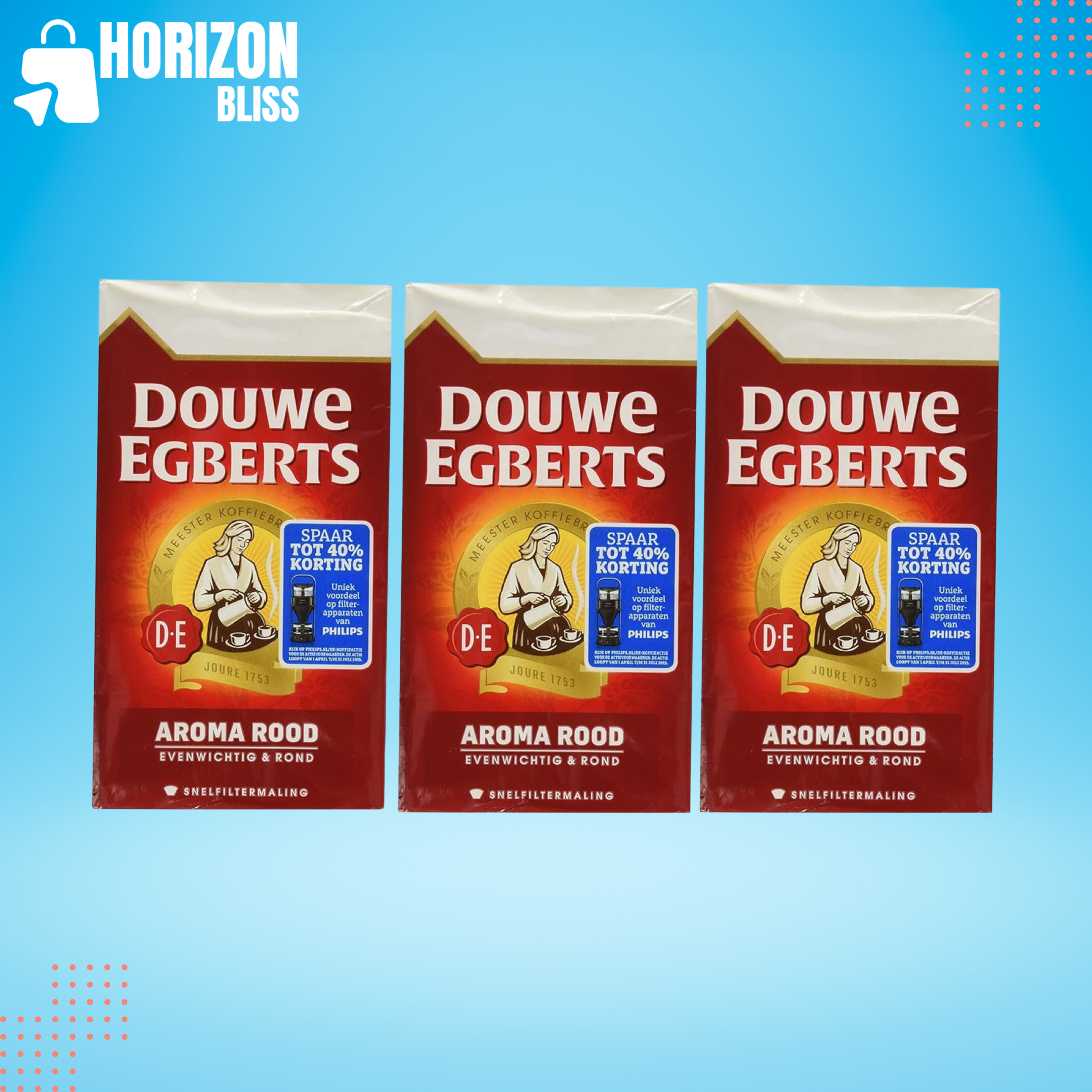 Douwe Egberts Aroma Rod Ground Coffee, 8.8000-Ounce Packages (Pack of 3) - Horizon Bliss